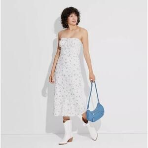 Linen Tube Corset Bandeau Bodycon Midi Dress Size 2 / XS Wild Fable NWT